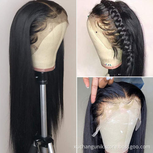Uniky 13x4 Super Fine HD Lace Frontal Wigs Brazilian Straight Human Hair Wigs 150% 180% Human Hair Lace Wig For Black Woman